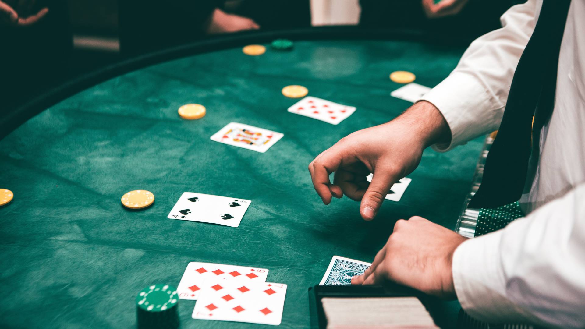 Casino table with dealer